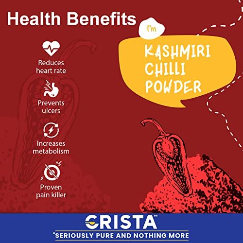 512yelyFbL - Manvik Foods CRISTA Kashmiri Chilli Powder | Laal Mirch Powder with Natural Oils | Zero added Colours, Fillers, Additives & Preservatives | Mild Spicy Grade | Vibrant Red Colour | 500 gms - Image 4
