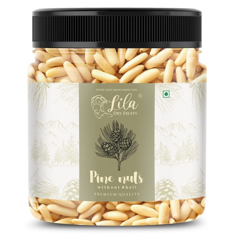 513GL6FiJ3L - Manvik Foods LILA DRY FRUITS Premium Pine Nuts Whole, Chilgoza, Neza big size | Export quality | Healthy food | Pinenut without shell | Jar Pack (50gm*2)