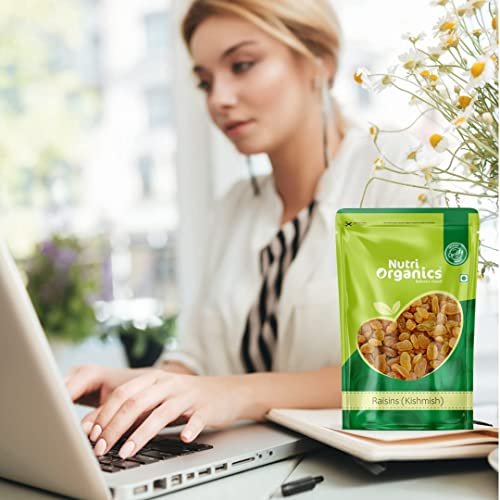 - Manvik Foods Nutri Organics Dry Fruits Premium Seedless Kismis Green Raisins Dry Grapes Kishmish - Ziplock Pouch 1kg - Image 4