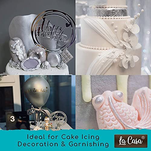513lvYm7q6S - Manvik Foods La Casa Metallic Pearlescent Golden & Silver Spray Colour | Combo Pack of 2 | Edible Color Ideal for Cake Decoration & Garnishing | 2x30g | - Image 6