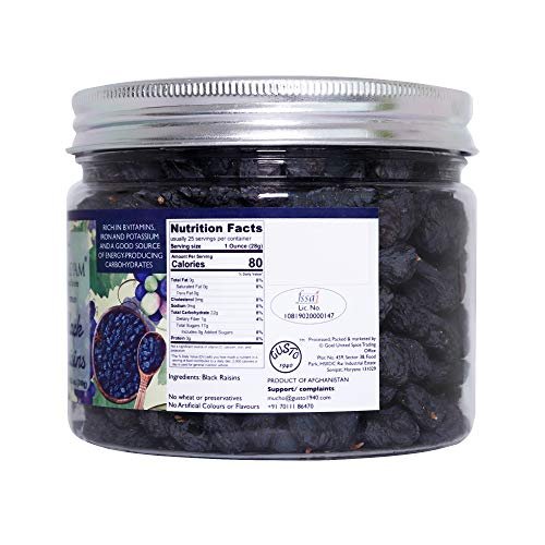 514vUyEl0WL - Manvik Foods Tassyam Premium Hand Picked Seedless Black Afghan Raisins 600g (2X 300g) Kali Draksh | Healthy Dry Fruits Luxury Box Kishmish - Image 4