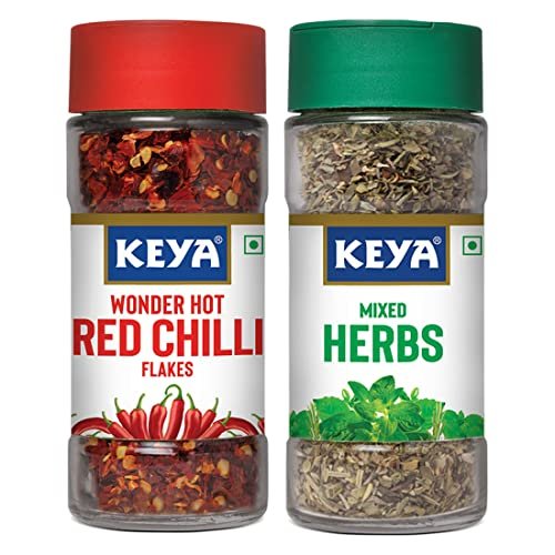 51541dPGIpL - Manvik Foods Keya Combo of Red Chilli Flakes 40gm, Mixed Herbs 25gm, Pack 2