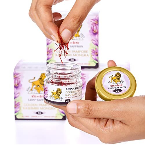 515Lga2wBRL - Manvik Foods Lion Brand Saffron, 2g, Grade A+++ Kashmiri Mongra Kesar/Keshar/Saffron for Pregnant Women, Biryani, Cooking, Sweets and Beauty (From Pampore, Kashmir)(Pack of 1, 2gram) - Image 3