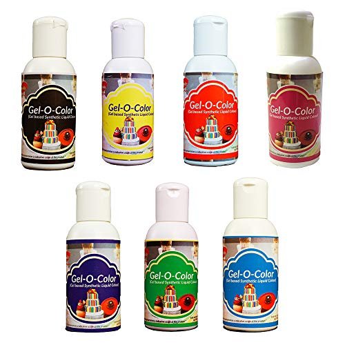 515URN8US7L - Manvik Foods Tropolite Gel-O-Color 7 in 1 Liquid Gel Synthetic Food Colour for Cakes, Cake Icing, Ice Creams & Beverage - (Pack of 7, 50 ml)