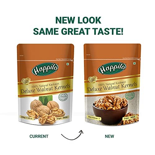 515ZDHymML - Manvik Foods Happilo Deluxe 100% Natural Dried Kashmiri Walnut Kernels 200g | Premium Akrot Giri | Rich in Protein & Iron | Low Calorie Nut | 0g Trans Fat & Cholesterol Free - Image 4