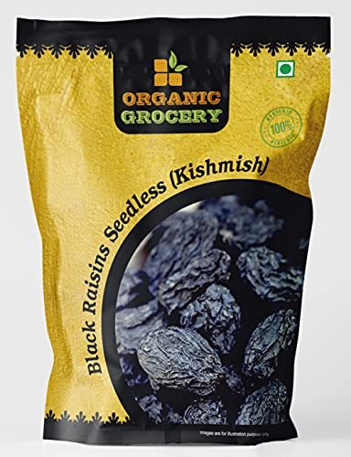 - Manvik Foods Organic Grocery Premium Seedless Black Raisins - 500g Fresh and Healthy