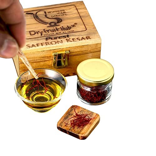 5163HOJtdVL - Manvik Foods Dry Fruit Hub Saffron Original Kesar 1gm | Kesor | Zafran | Keshar | Grade A+++ Kesar For Pregnant Women Kesor | WHO-GMP ISO Certified With Free Antique Wooden Box - Image 6