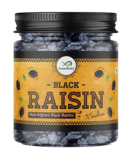 516l1lyg3vS - Manvik Foods GreenFinity Premium Afghani Seedless Black Raisins - 250g