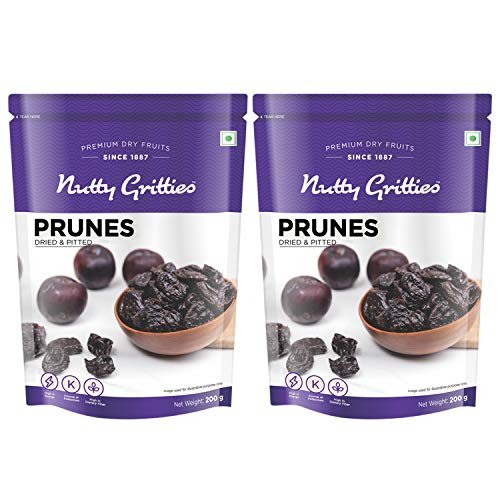 516nkHrUc9L - Manvik Foods Nutty Gritties California Pitted Prunes - Dried Fruit Plums (Pack of 2 - 200GMS Each) - 400GMS