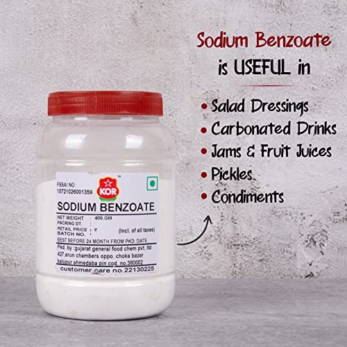- Manvik Foods KOR Sodium Benzoate Powder - 400g (Pack of 1) / Food Grade/Pickles, Salad Dressing, Bottled Lemon Juice, Soya Sauce, Soda/Multipurpose Uses - Image 4