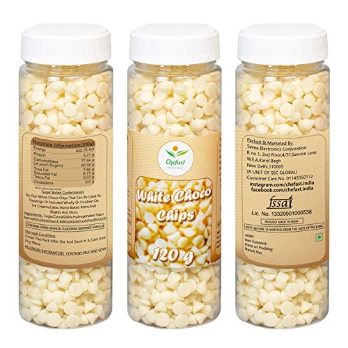 519eQb2 PKL - Manvik Foods Chefast White Chocolate Chip Choco Chip for Cake Decoration 120 Gm - Image 3