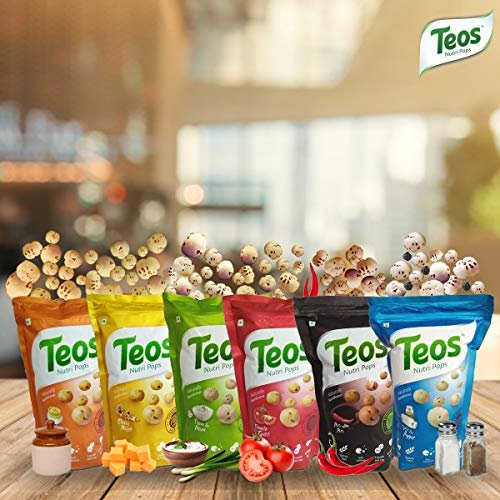 - Manvik Foods Teos Nutri Pops Roasted Makhana Snacks, Cheesy Pizza, Tasty, Healthy & Crispy Munchies, Pack of 4, 300 g. - Image 3