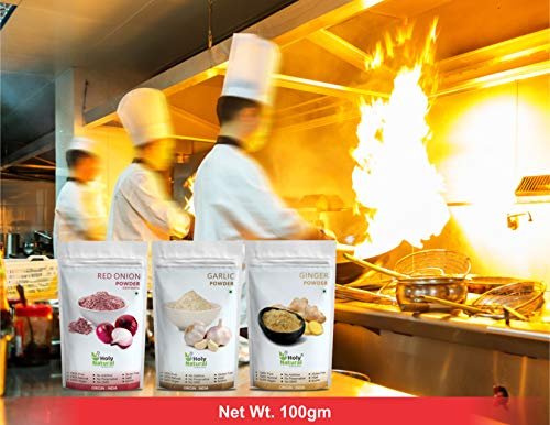 51DW7cQx oL - Manvik Foods Holy Natural’s Red Onion Powder, Garlic Powder & Ginger Powder – 100 GM Each I Flavour Enhancer I Use in sauces, salad dressings, gravies & stews I 100% Pure & Natural I (Pack of 3) - Image 4