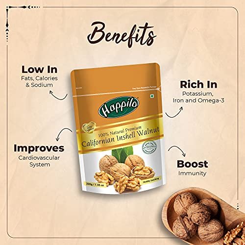 51EMk4X5cZL - Manvik Foods Happilo 100% Natural Californian Inshell Dried Walnut 200g | Premium Akhrot Giri | High in Protein & Iron | Low Calorie Nut - Image 6