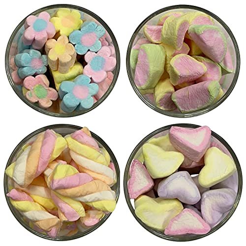 51GCRXz s3L - Manvik Foods Veganic Marshmallows Pure Veg Pack Of 4 Heart Twist Flower & Watermelon Shaped Vegetarian Marshmallow Candy Soft And Tasty Candy Perfect For Kids Adults 160 * 4 gm - Image 3