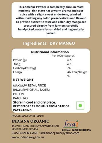 51GfF9G44fL - Manvik Foods Indiana Organic Amchur Powder Dry Mango Powder, अमचूर 200 Gm - Image 3