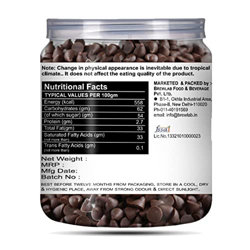 51IRHBW WCL - Manvik Foods Brew Lab Pure Chocolate Chips for Cake toppings Cooking & Baking Chips for Cakes, Cookies, Brownies, Muffins, Pancakes |Decoration & Baking-250 gm - Image 4