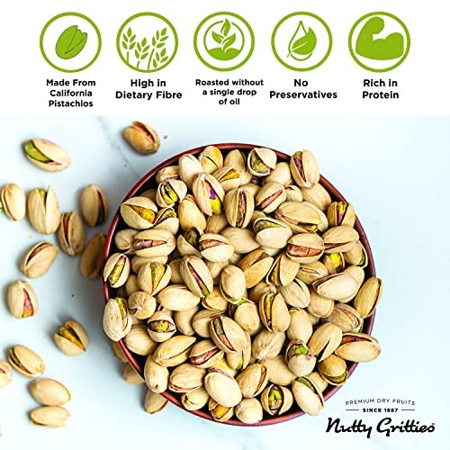 51IovQbCkqL - Manvik Foods Nutty Gritties California Roasted Pistachios|Pista Lightly Salted, Dry Roasted, Non Fried, Zero Oil, Crunchy Healthy Snack -200g ( Pack of 5 ) - Image 4