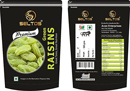 51KS1EIw3vL - Manvik Foods SELTOS - Natural Premium Seedless Green Raisin / Kismish / kishmish 500Gms (Green) Dry Fruits Berries 500gm - Image 3