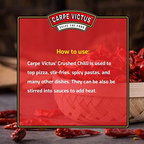 51NQHM9j5L - Manvik Foods Carpe Victus Chilli Flakes Seasonings for Italian Dishes, Spicy Red Chilli Flakes, Pasta and Pizza Seasoning, Premium Dry Chilly Flake Sprinkler, Italian Herbs and Spices (200 grams) - Image 4