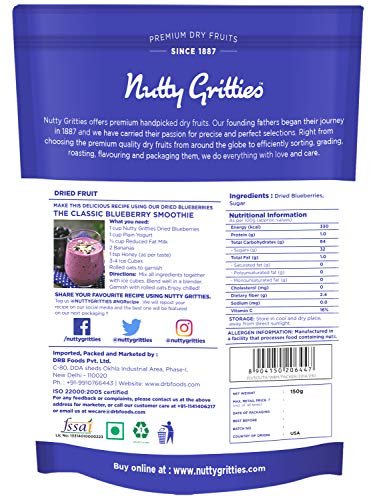 51NWujHr2sL - Manvik Foods Nutty Gritties Dried Blueberries 150g | Blueberry, Healthy Snack for Kids and Adults - Image 3
