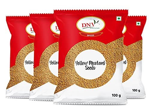 51NiXuHDDS - Manvik Foods DNV Whole Yellow Mustard Seed PILI Sarson Rai 100gm, Pack of 4 - 400gm (100g x 4)