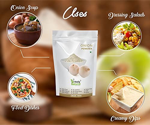 51QaBPV7WWL - Manvik Foods Holy Natural Onion Powder (250gm), used in Seasoning, Pizza, Sandwich, Pasta, Soup, Salad, Gravies, Many More Tasty Dishes, Promote Bone Health, Good For Health. - Image 4