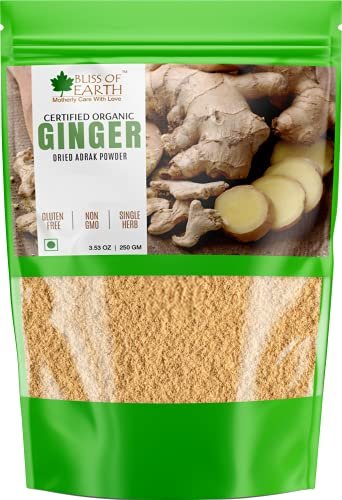 51QnE38EBWL - Manvik Foods Bliss of Earth Certified Organic Ginger Powder Dry for Tea & Juice, Pure Antioxidant Super Food, 250GM
