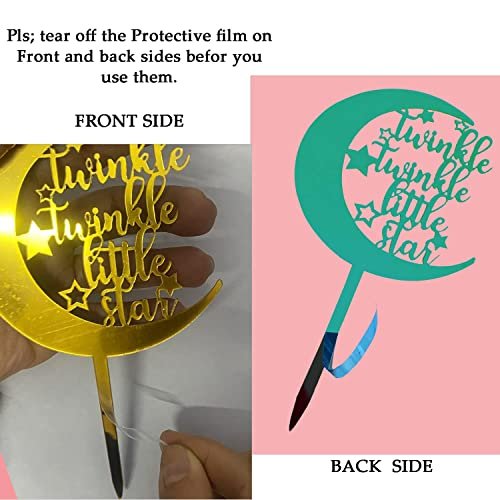 51Qy7LJSYoL - Manvik Foods AMFIN® Twinkle Twinkle Little Star Gold Cake Topper For Birthday Decoration / baby shower topper / little star birthday cake topper / 1st birthday star cake Topper - Image 6