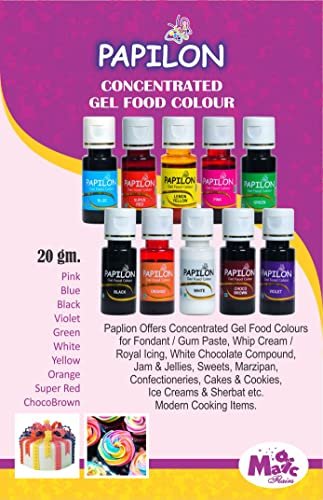 51RaAXusFkL - Manvik Foods Papilon Concentrated Gel Food Colour Pack of 20gm x 10 Bottles Edible Gel Colour for Fondant/Dessert/Baking - Image 6