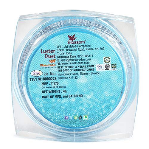 51S2QY9hdL - Manvik Foods BLOSSOM Edible Metallic Luster Dust for Cake Icing Decoration Glittering Sugar Shining Dust - Blue, 4 gm - Image 4