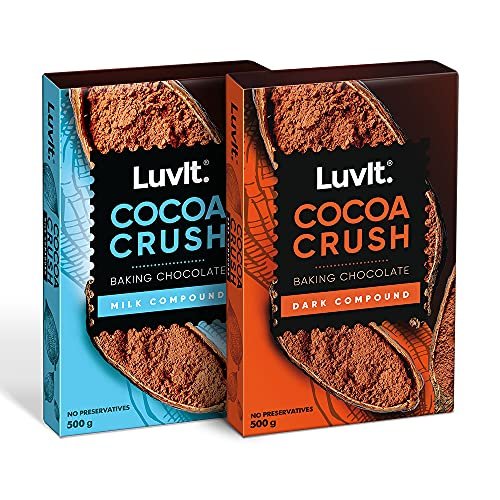 51VIV4BDXYL - Manvik Foods LuvIt Cocoa Crush - Dark & Milk Compound Bars | Frosting, Chocolate Making, Perfect for Baking | No Preservatives | Pack of 2-500g Each