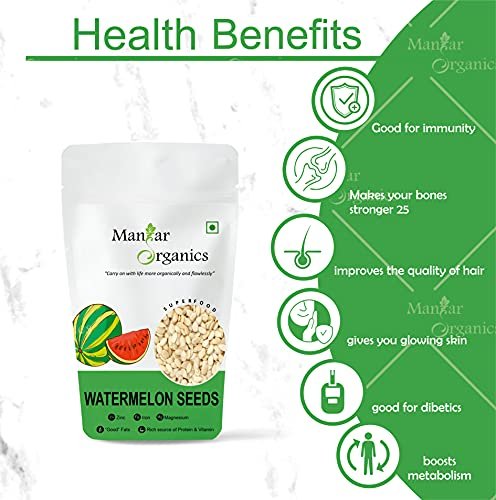 51VKFPY4SS - Manvik Foods ManHar Organics Raw Watermelon/ Magaj Seeds for Eating 1kg | Healthy Snacking | | High in Protein | - Image 4
