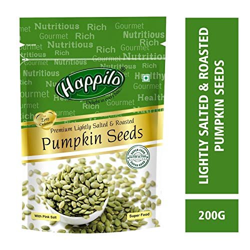 51XMDWALeaL - Manvik Foods Happilo Premium Roasted Pumpkin Seeds for Eating 200g | Lightly Salted for Healthy Diet | Immunity Booster and Fiber Rich Superfood | Crunchy Healthy Snack - Image 3