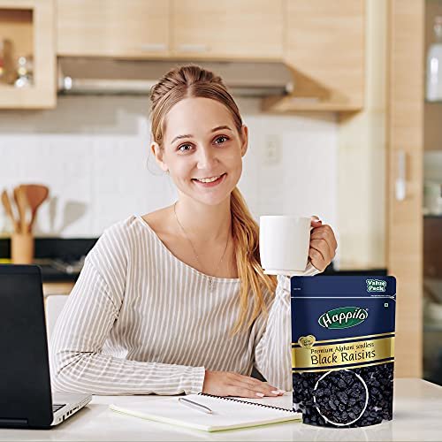 51Z1UPu5H0L - Manvik Foods Happilo Premium Afghani Seedless Black Raisins 500 g Value Pack| Kali Kishmish | Munakka Dry Fruits | Delicious & Healthy Snack | High in Antioxidants, Naturally Sweet & tasty - Image 7