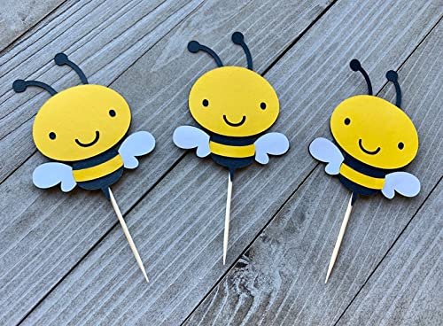 51ZkpRwBlRL - Manvik Foods Confetti! 12Pcs Bumble Bee Cupcake Toppers Oh Babee Cupcake Picks Multi Layer Honey Bee Cupcake Picks for Baby Shower Birthday Party Decorations Supplies (Multi Layer) - Image 4