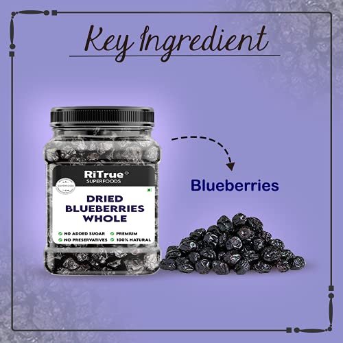 51aL11azRS - Manvik Foods RiTrue - Dried Whole Blueberry - 1 Kg Jar - ( Gluten Free, Vegan & NON GMO ) Organic Unsweetened Blueberries Dry Fruits without sugar - Image 5