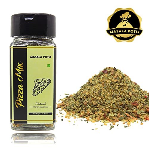 51aO6r1pkWL - Manvik Foods MASALA POTLI� Dried Herbs Combo Chilly Flakes 40 Grams, Pizza Seasoning 55 Grams Italian Seasoning for Cooking, Garnishing (Chilly Flakes & Pizza Seasoning, Sprinkle Glass Packing) - Image 5