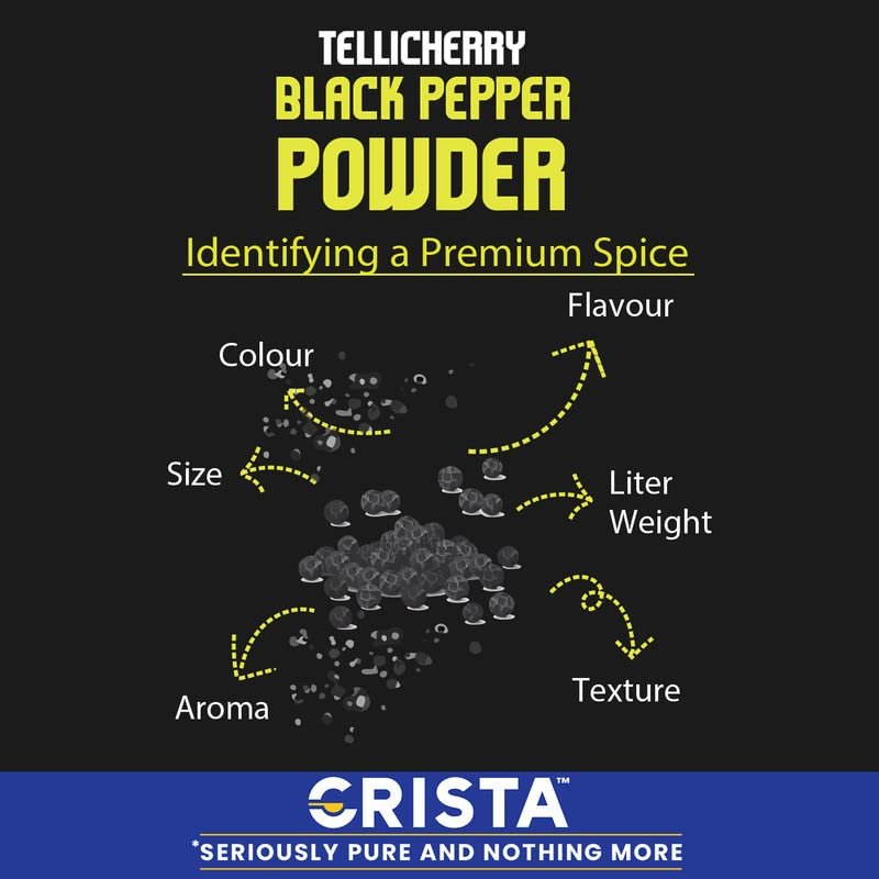 51acMOYBd7L - Manvik Foods CRISTA Tellicherry Black Pepper Powder | Sun-dried | Zero added Colours, Fillers, Additives & Preservatives | High Volatile Oil Content | Natural | 50 gms - Image 4