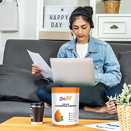 51azQGqemrL - Manvik Foods Ziofit Popular Californian Almonds 1 Kg, Raw Badam Dry Fruit, High Protien Snack and Super Healthy Nuts - Image 7