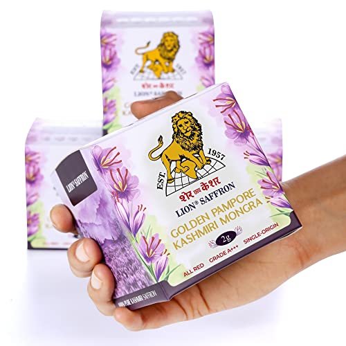 51bHsbgotL - Manvik Foods Lion Brand Saffron, 2g, Grade A+++ Kashmiri Mongra Kesar/Keshar/Saffron for Pregnant Women, Biryani, Cooking, Sweets and Beauty (From Pampore, Kashmir)(Pack of 1, 2gram) - Image 4