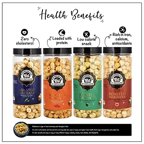 - Manvik Foods Wonderland Foods - Roasted & Flavoured Makhana I Peri Peri, Thai Sweet Chilli, Mint Chatpata & Jalapeno 100g X 4 I Foxnut 400g Jar Combo Pack - Image 3