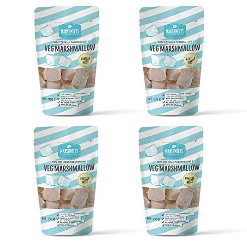 51ic3svoCML - Manvik Foods Marshmelts Gourmet Marshmallows | 100 % Vegan | Vanilla Mist Flavor | (Pack of 4 x 100g)