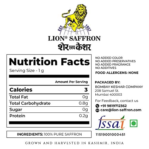 51jGQz8TUtL - Manvik Foods LION BRAND SAFFRON Original Kashmir Lacha Saffron/Kesar/Keshar (Certified Grade A) for Biryani, Beauty, Improved Health and Tilak (Pack of 1 (1gram)) - Image 6