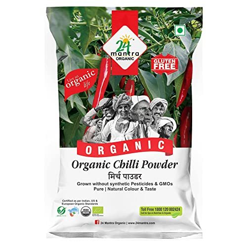 51ldj0Z5uML - Manvik Foods 24 Mantra Organic Chilli Powder/Laal Mirch/Karam Podi - 100gms | Pack of 1 | 100% Organic | Chemical Free & Pesticides Free | Rich Flavour | Unadulterated