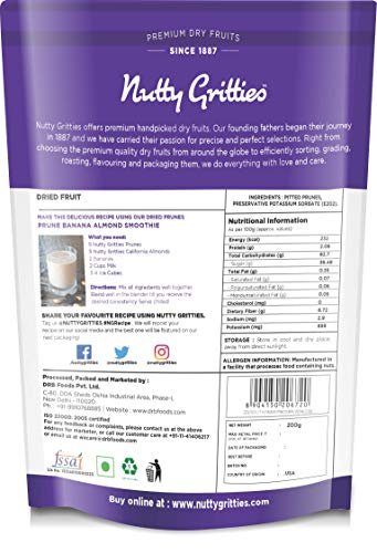 51lvOO4yFqL - Manvik Foods Nutty Gritties California Pitted Prunes - Dried Fruit Plums (Pack of 2 - 200GMS Each) - 400GMS - Image 3