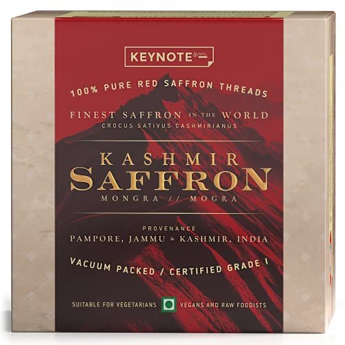 - Manvik Foods Keynote Kashmir Saffron | Kashmiri Kesar | Keshar | Whole Threads | Vacuum Packed Glass Bottle 1 g | Pack of 1