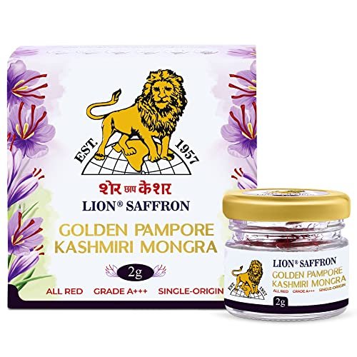 51nMcXudQ5L - Manvik Foods Lion Brand Saffron, 2g, Grade A+++ Kashmiri Mongra Kesar/Keshar/Saffron for Pregnant Women, Biryani, Cooking, Sweets and Beauty (From Pampore, Kashmir)(Pack of 1, 2gram) - Image 5