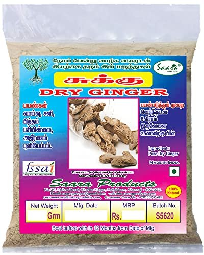 51nbpi011BL - Manvik Foods SAARA Sukku Powder, 100 g | Sukku | Sonth | Chukku | Sunth|Dry Ginger Powder, Reducing nausea, pain, and inflammation (Pack of 1 x 100g)