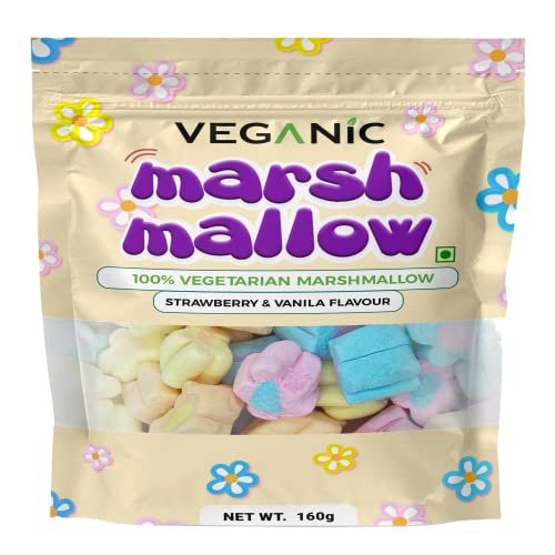51neZLliz9L - Manvik Foods Veganic Marshmallows Pure Veg Pack Of 4 Heart Twist Flower & Watermelon Shaped Vegetarian Marshmallow Candy Soft And Tasty Candy Perfect For Kids Adults 160 * 4 gm - Image 5